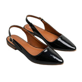 Elegant Black Patent Leather Slingback Flats