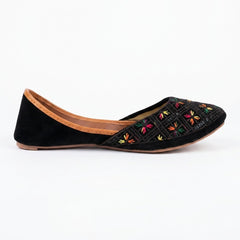 Colorful Floral Black Traditional Khussa