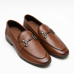 Men’s Brown Leather Metal Bit Detail Shoes