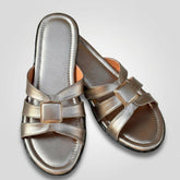 Elegant Metallic Gold Buckle Ladies Sandals