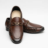 Premium Brown Shoes with Gold Chain Detail
