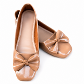 Women’s Glossy Bow Detail Ballet Flats
