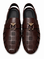 Heritage Luxe Textured Peshawari Sandal – Dark Brown