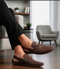 Heritage Luxe Textured Peshawari Sandal – Dark Brown
