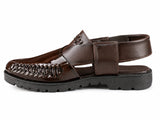 Royal Gloss Handwoven Peshawari Sandal – Deep Mahogany