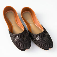 Black Embroidered Traditional Black Khussa