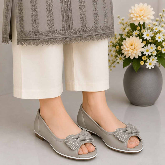 Pearl Touch Open Toe Flats
