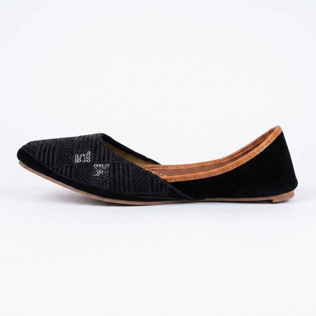 Black Embroidered Traditional Black Khussa