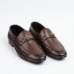 Premium Brown  Shoes with Gold Chain Detail