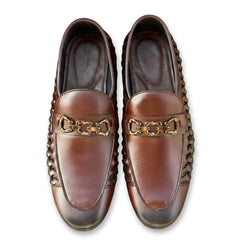 Premium Brown  Shoes with Gold Chain Detail