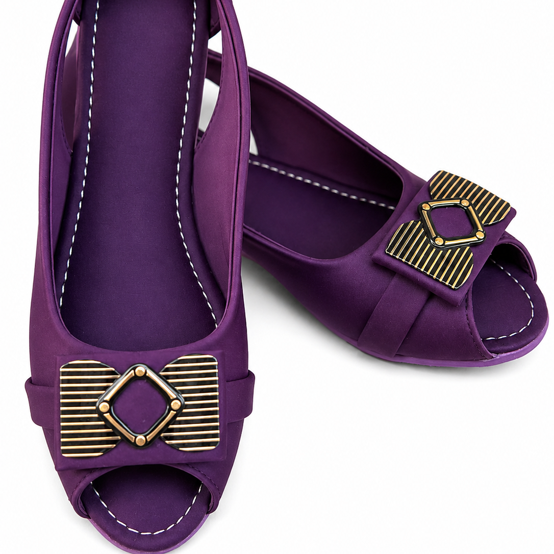 Elegant Purple Peep-Toe Flats