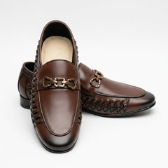 Premium Brown  Shoes with Gold Chain Detail