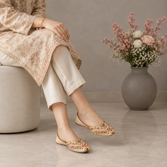 Multicolor Embroidered Traditional Khussa
