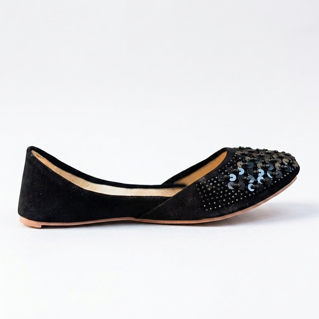 Black Sequin Embellished Khussa