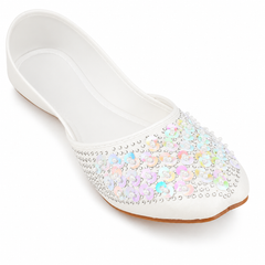 Pearl & Squin White Khussa