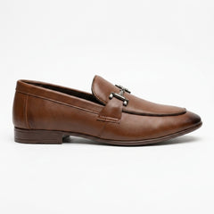 Men’s Brown Leather Metal Bit Detail Shoes