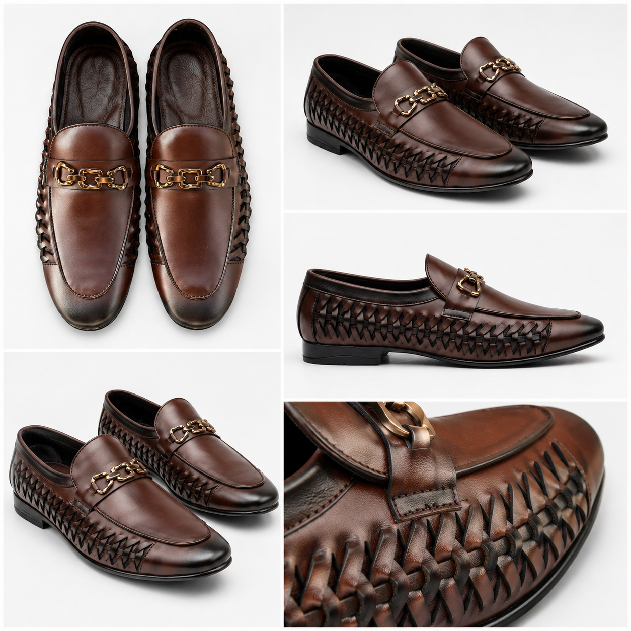 Premium Brown  Shoes with Gold Chain Detail