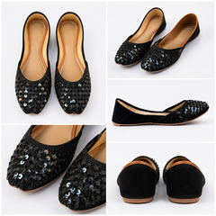 Black Sequin Embellished Khussa
