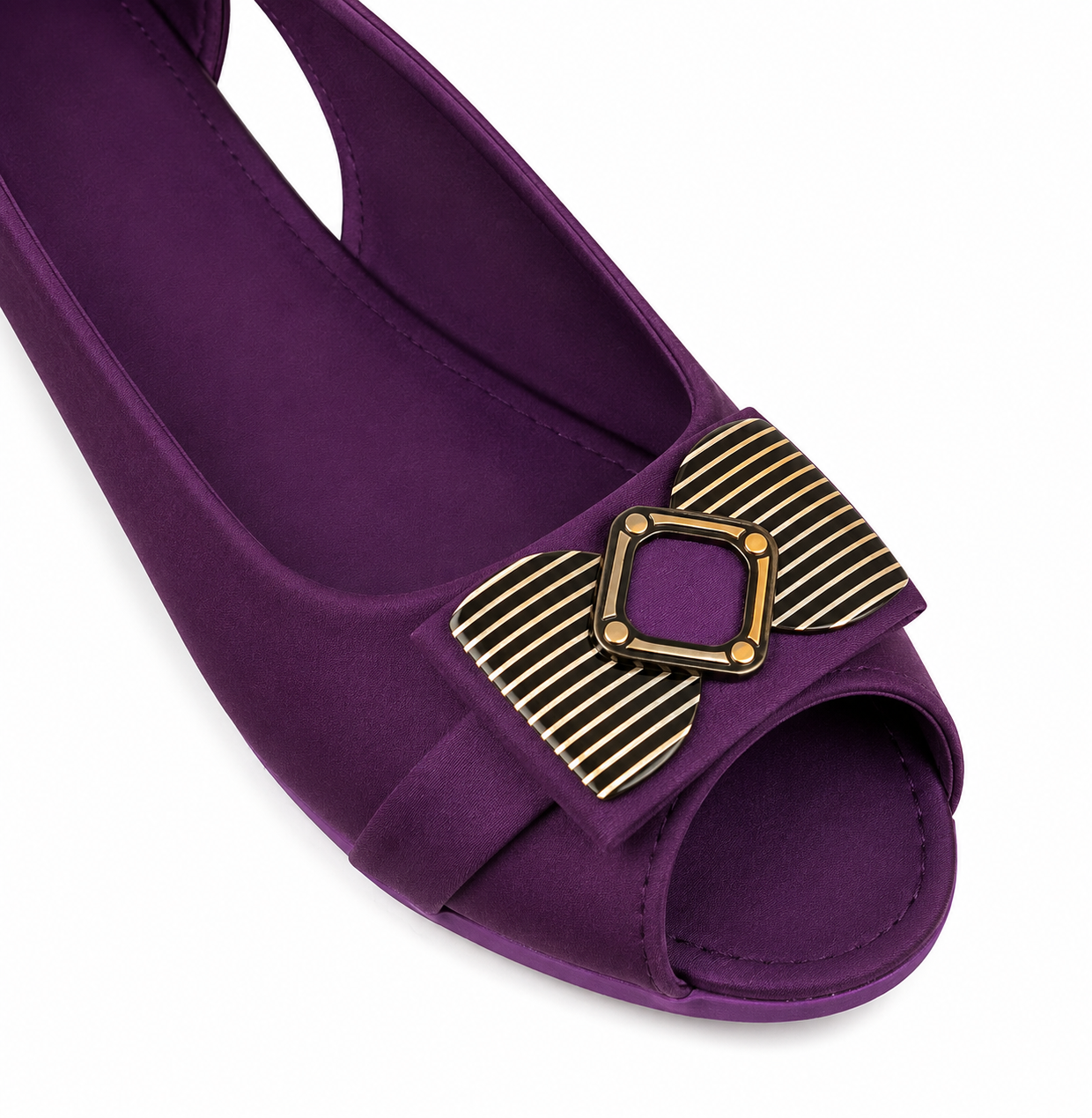 Elegant Purple Peep-Toe Flats