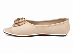 Elegant Pearl Bow Open Toe Flats