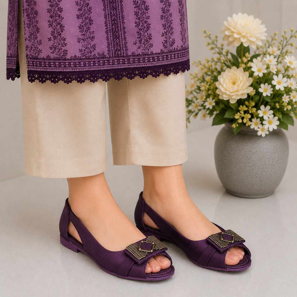 Elegant Purple Peep-Toe Flats