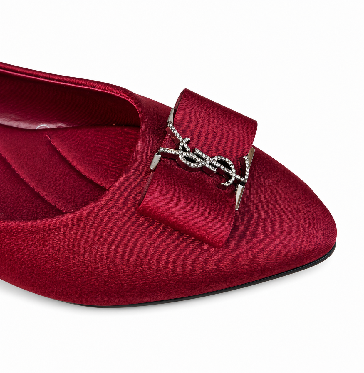 Women’s Burgundy Pointed-Toe Flats with Bow Detail