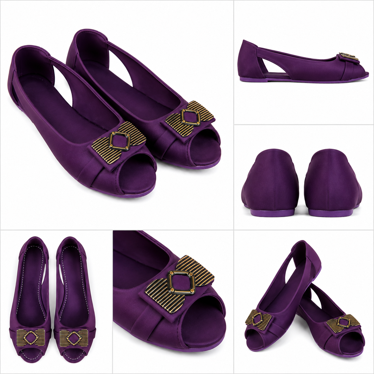 Elegant Purple Peep-Toe Flats