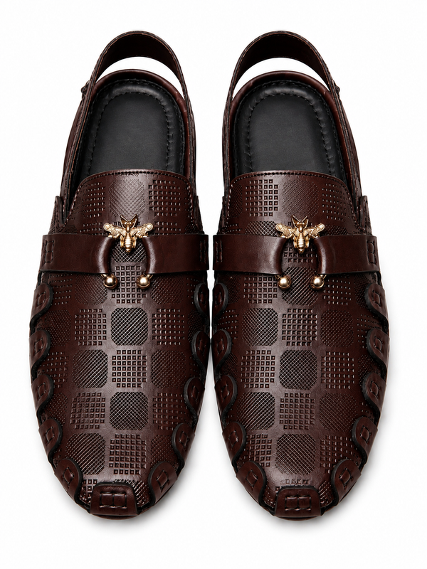Heritage Luxe Textured Peshawari Sandal – Dark Brown