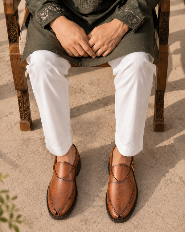 Rustic Heritage Peshawari Sandal – Tan Brown