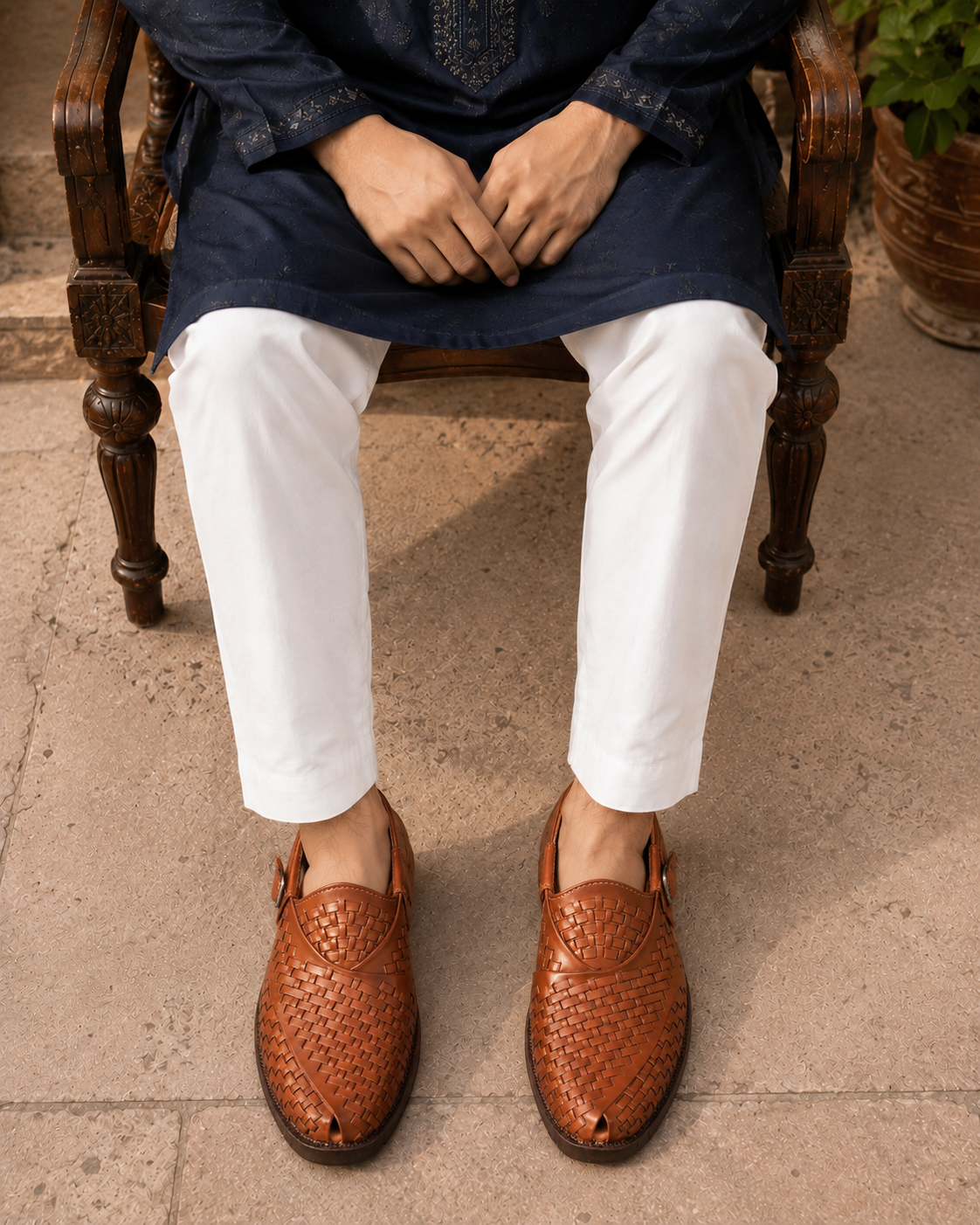 Premium Tan Woven Peshawari Sandal