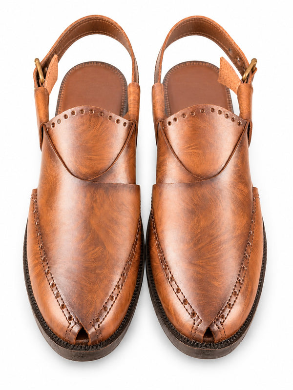 Rustic Heritage Peshawari Sandal – Tan Brown