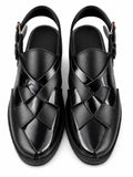 Royal Noir Woven Buckle Strap Sandal