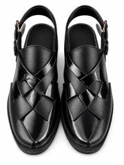 Royal Noir Woven Buckle Strap Sandal