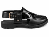 Royal Noir Woven Buckle Strap Sandal