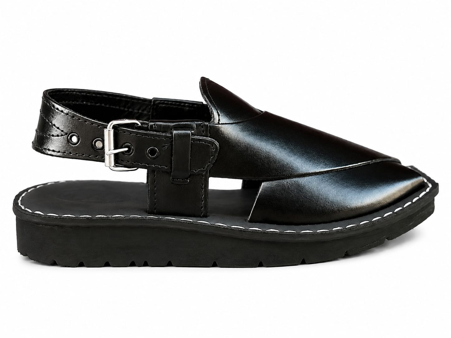 Classic Black Leather Peshawari Sandal