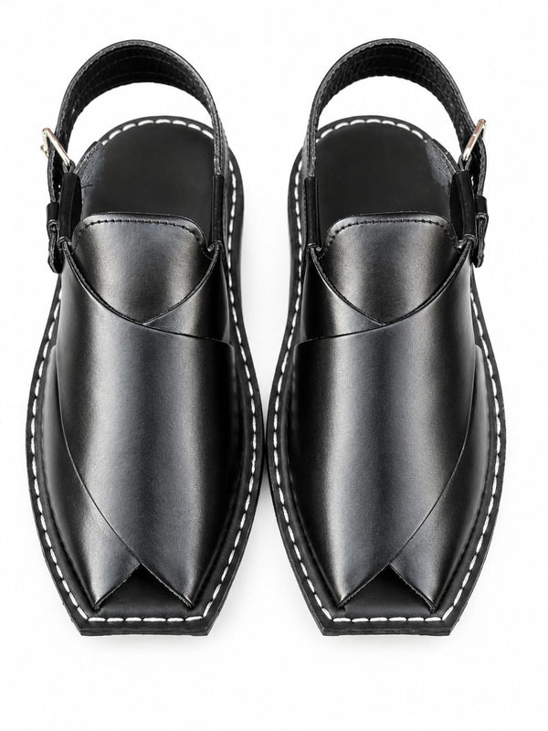 Classic Black Leather Peshawari Sandal