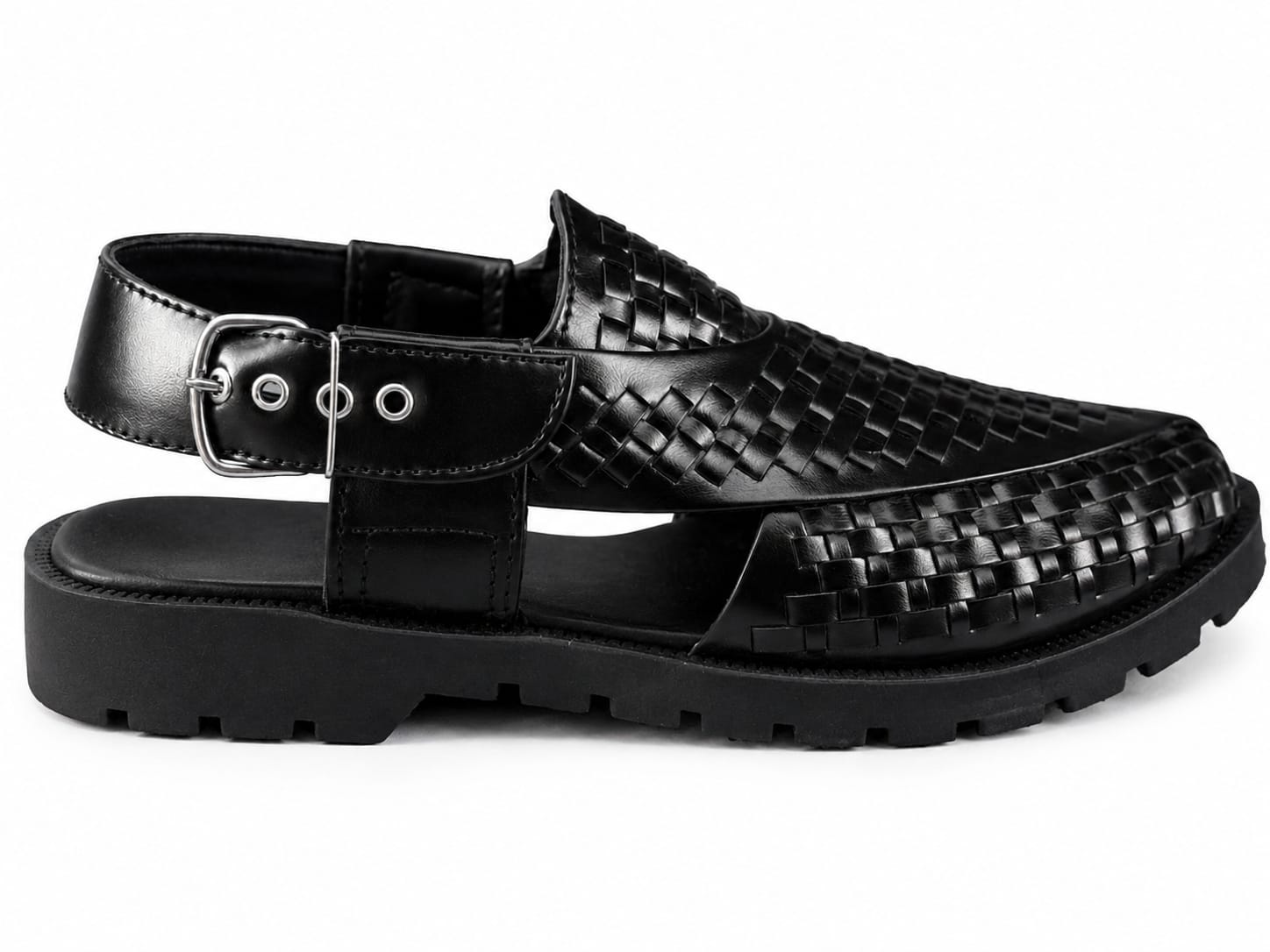 Sovereign Woven Leather Buckle Sandal