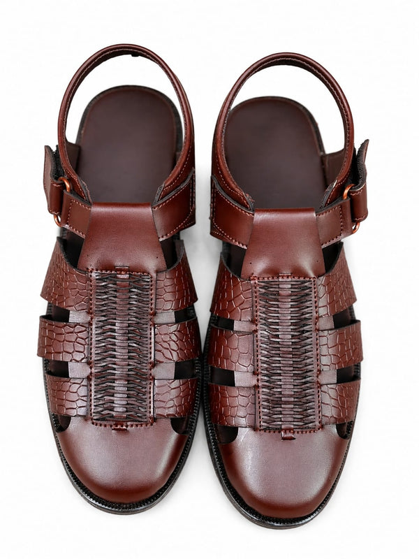 Heritage Croc Brown Peshawari Sandal