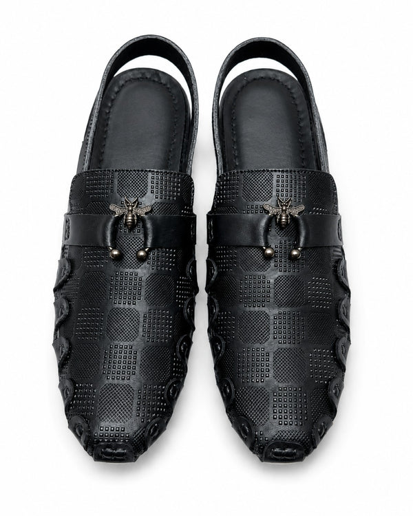 Midnight Prestige Textured Peshawari Sandal – Black