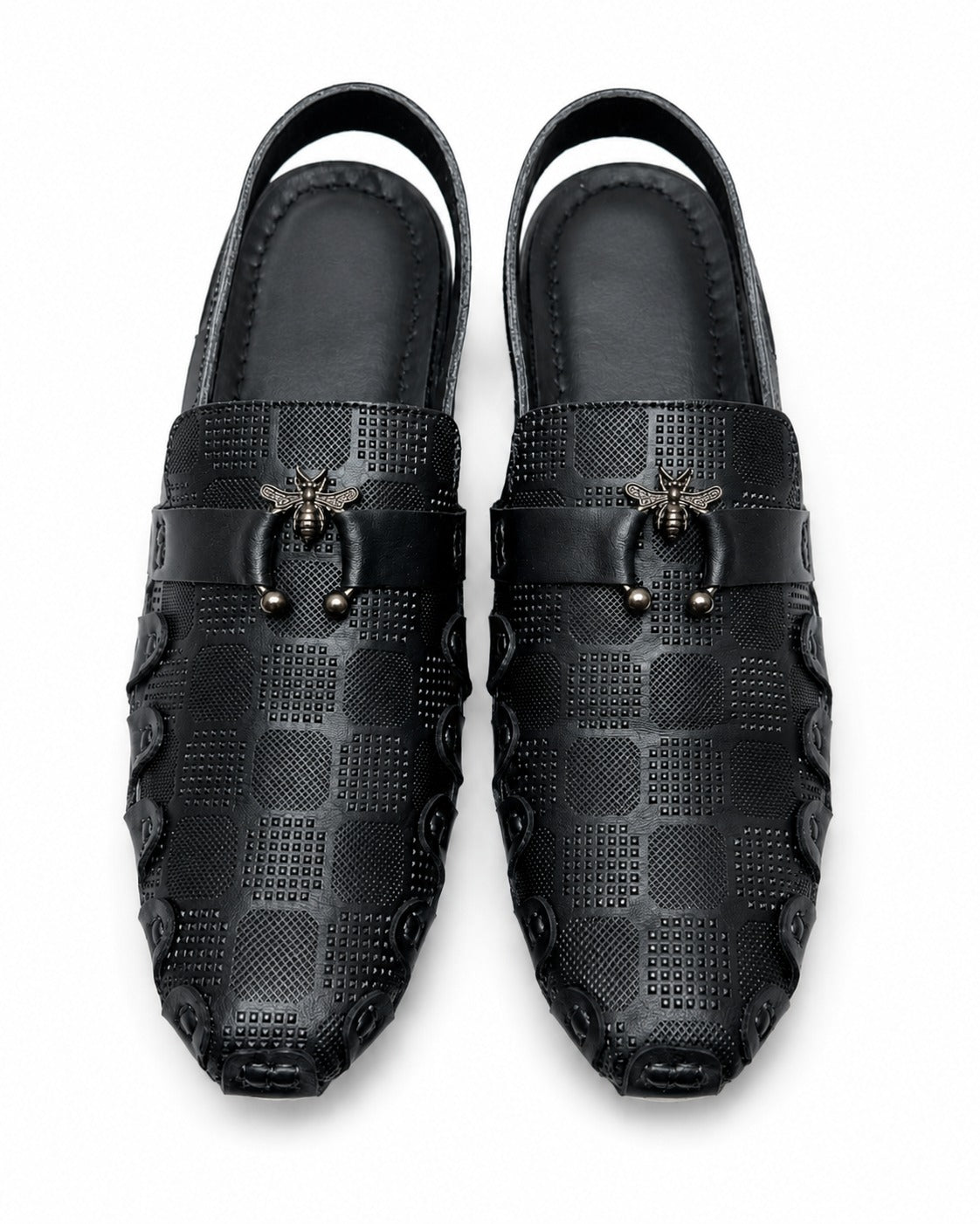 Midnight Prestige Textured Peshawari Sandal – Black