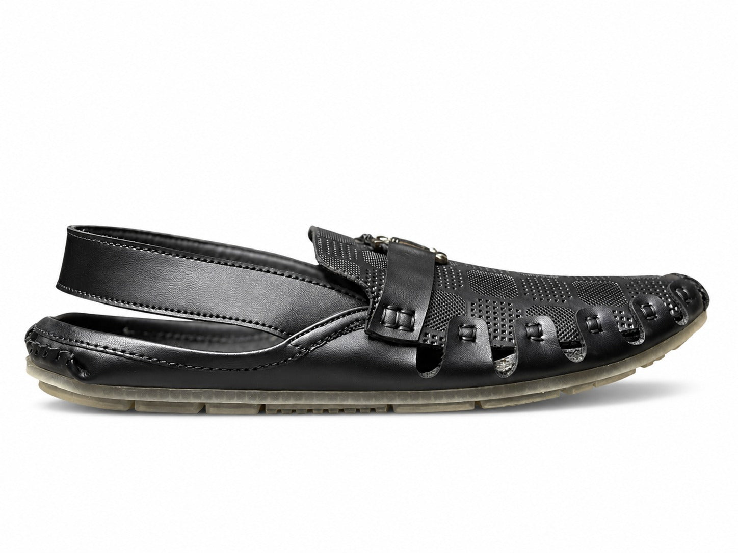 Midnight Prestige Textured Peshawari Sandal – Black