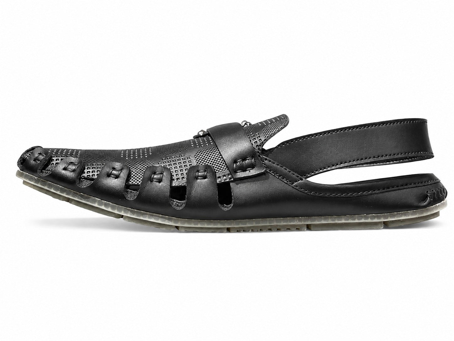 Midnight Prestige Textured Peshawari Sandal – Black