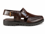 Royal Gloss Handwoven Peshawari Sandal – Deep Mahogany