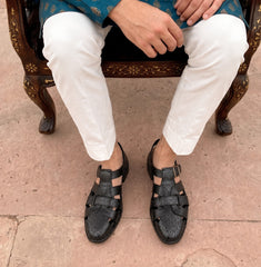 Noir Artisan Cutwork Peshawari Sandal