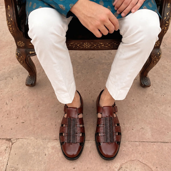 Heritage Croc Brown Peshawari Sandal