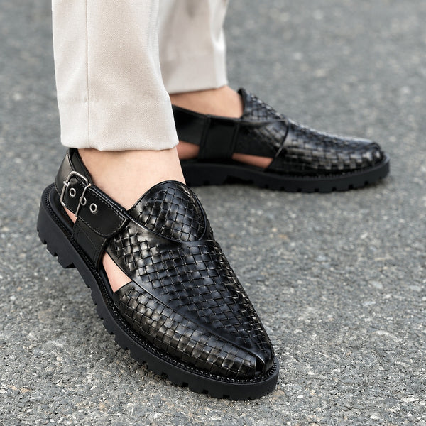 Sovereign Woven Leather Buckle Sandal