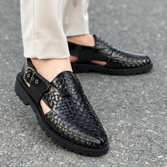 Sovereign Woven Leather Buckle Sandal