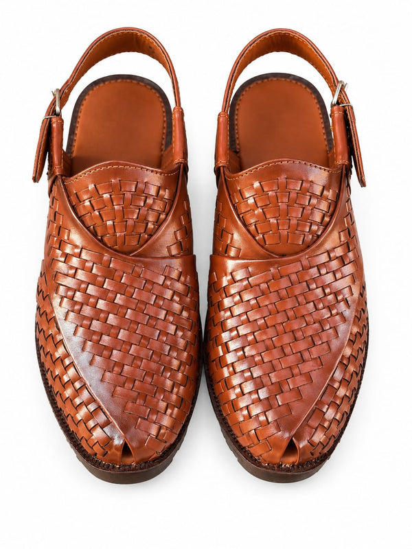 Premium Tan Woven Peshawari Sandal