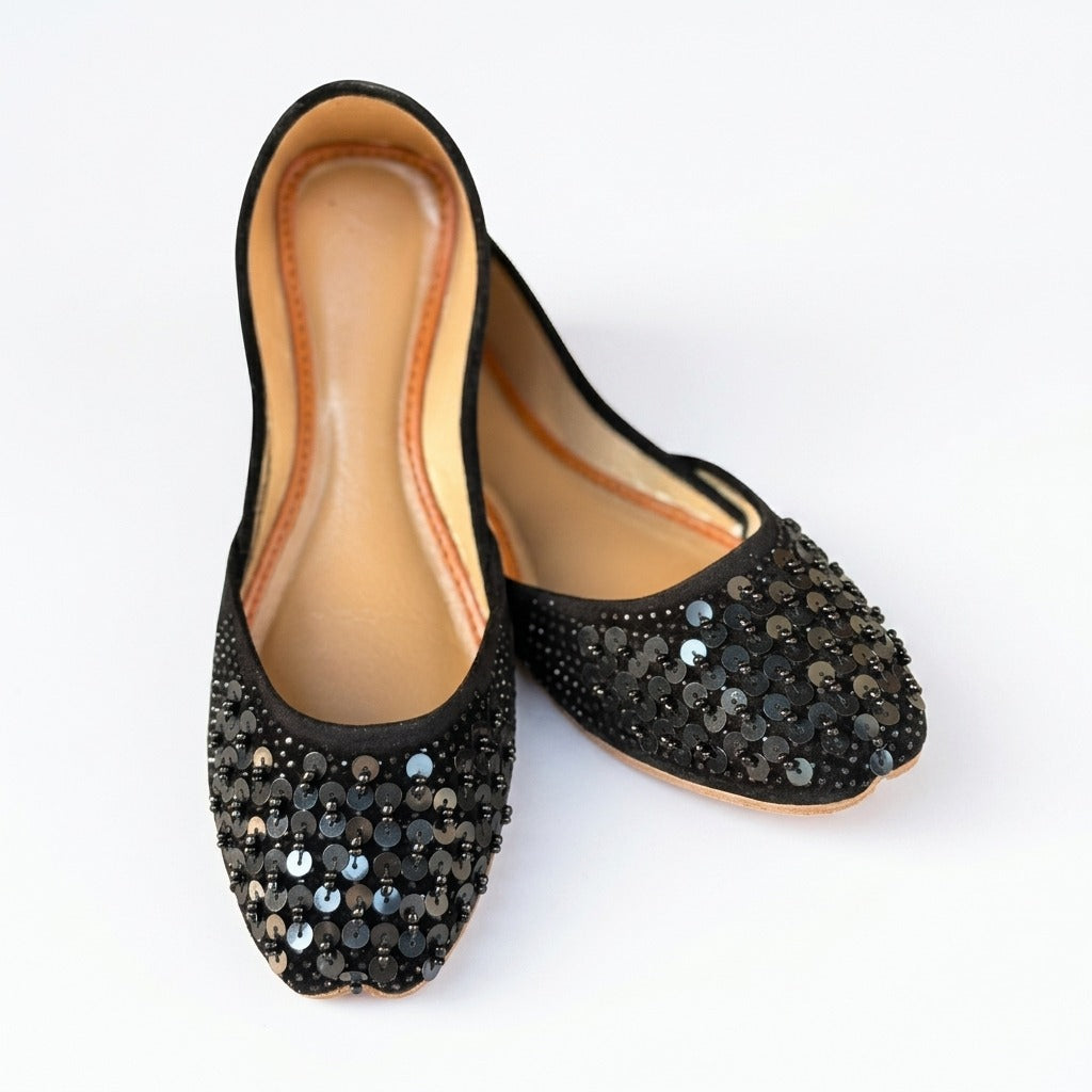 Black Sequin Embellished Khussa