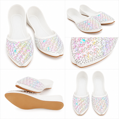 Pearl & Squin White Khussa